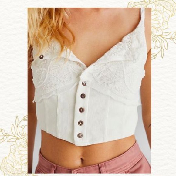 FREE PEOPLE have my heart cropped tank top Sz L NEW - Picture 2 of 10